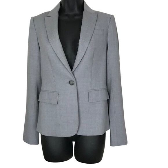 Theory Grey One Button Two Front Pockets Blazer Size 0 - Picture 1 of 7